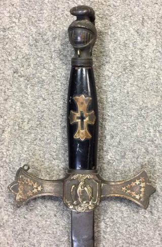 Vintage American Knights Templar Masonic Sword By James Y.  Davis,  Washington D.  C