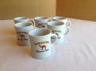 Vintage (6) Camel Cigarettes Heavy Ceramic Restaurant / Diner Style Coffee Mugs