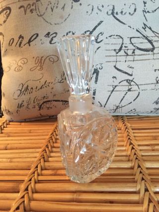 Gorgeous Vintage Crystal Cut Glass Perfume Bottle,  Unique Triangular Shape,  Deco