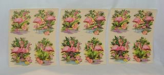 Vintage Pink Flamingo Small Decals Liberty Company 12 Decals On Set Of 3 Sheets