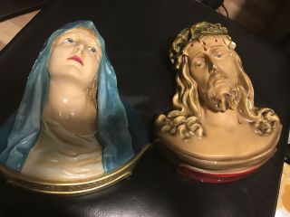 Vintage Virgin Mary Madonna Blessed Mother Dolorosa Ecce Homo Jesus Hand Painted