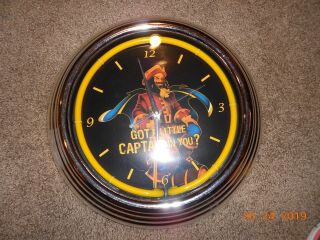 Vintage Captain Morgan Neon Wall Clock 15 " Bright
