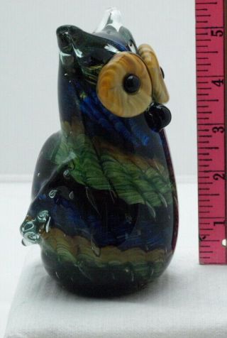 VINTAGE MURANO ART GLASS CANED MULTI COLORED OWL PAPERWEIGHT/SCULPTURE 6