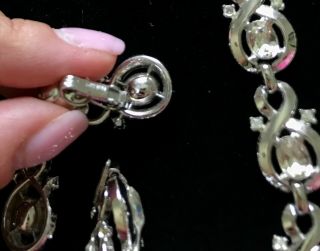 Vtg TRIFARI Set Necklace Bracelet & Clip On Earrings Silver Tone Repair M001 3