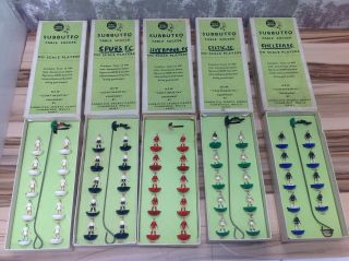 Set Of 5 Vintage Subbuteo Table Soccer 00 Scale Players With Boxes - Sp