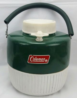 Vintage Coleman 1 Gallon Water Cooler Jug Green And White Homemade Handle