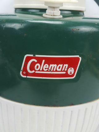 Vintage Coleman 1 Gallon Water Cooler Jug Green and White Homemade Handle 2