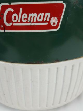 Vintage Coleman 1 Gallon Water Cooler Jug Green and White Homemade Handle 3