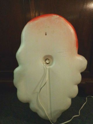 Vintage Union Product Santa Head Face Blow Mold Plastic Wall Hanging Lighted USA 2