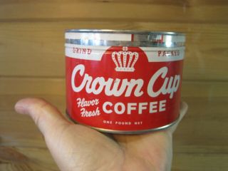 Vintage Crown Cup One Pound Coffee Tin Can B1123