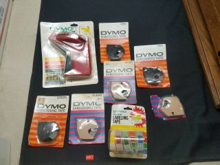 Vintage Dymo Label Maker With 8 Colors Of Tape - 11 Rolls Total - Dymo I.  D.  2001