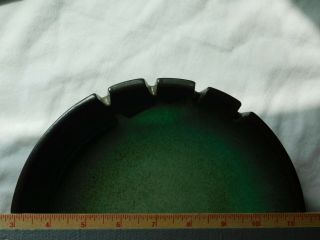 Large vintage green black & tan HEATH Round pottery ASHTRAY 8 1/2 inches signed 7