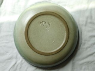 Large vintage green black & tan HEATH Round pottery ASHTRAY 8 1/2 inches signed 8