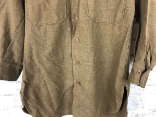 Vintage WW2 Wool US Army Shirt Olive Khaki Small Short 3