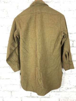 Vintage WW2 Wool US Army Shirt Olive Khaki Small Short 6