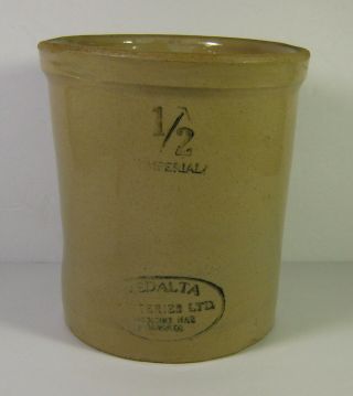 Vintage Medalta Potteries Medicine Hat 1/2 Imperial Gallon Crock