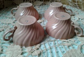 Vintage Franciscan " Coronado " Swirl Design Coffee/tea Cups In Coral Set Of 4