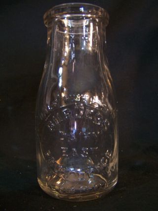 Vintage Embossed Glass Milk Bottle Burgess E Prov Ri Dairy C1940 1/2 Pint