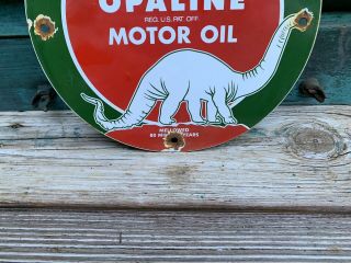 VINTAGE SINCLAIR OPALINE MOTOR OIL GASOLINE PORCELAIN STATION PUMP PLATE SIGN 5