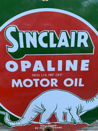 VINTAGE SINCLAIR OPALINE MOTOR OIL GASOLINE PORCELAIN STATION PUMP PLATE SIGN 6