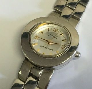 Euc Ecclissi Watch 925 Sterling Silver Gold Tone Accents Reversible Band 32250