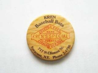 Vintage Advertising Pocket Mirror Kren Baseball Bats Syracuse,  N.  Y.