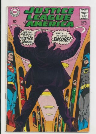 Vintage Dc Comics Justice League Of America 65 Silver Age 1968 Vf/nm?