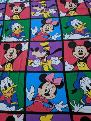 Vintage Disney Mickey Mouse,  Donald,  Goofy,  And Minnie Flat Sheet