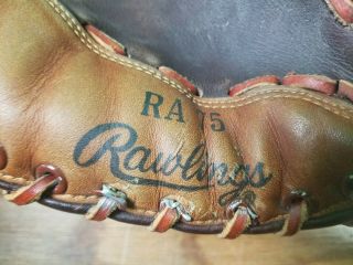 RARE Vintage Rawlings RA75 Baseball Glove Mitt RH Leather 3