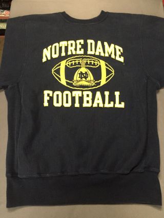 Vtg 90s Champion Reverse Weave Notre Dame Irish Football Sweatshirt Made In Usa