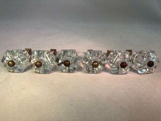 Set Of 6 Vintage Glass Drawer Pull Knobs 1920 Era With Studs And Nuts