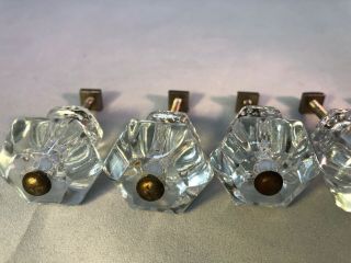 Set of 6 Vintage Glass Drawer Pull Knobs 1920 Era with Studs and Nuts 2