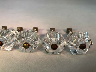 Set of 6 Vintage Glass Drawer Pull Knobs 1920 Era with Studs and Nuts 3
