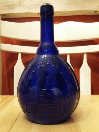 Vintage Cobalt Blue Bottle 9.  25 " Jenny Lind Empire Glass Antique Bottle