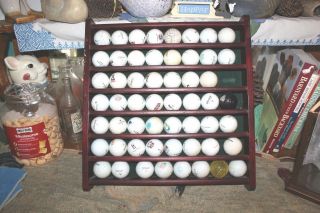Vintage Wood 56 Golf Ball Display Rack Wall Display Felt Background 15 " X 16 " H