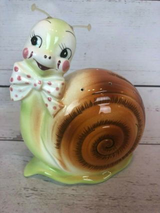 Rare Vintage Enesco Snappy Snail Pink Bow Hor D 