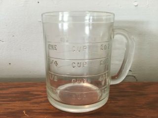 Vintage Hazel Atlas 1 Cup Clear Glass Handled Measuring Cup Mug