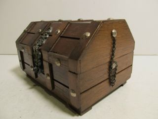 Vintage Treasure Chest Velvet Jewelry Box 2 Tier Lockable Gothic Pirate 2