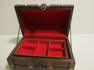 Vintage Treasure Chest Velvet Jewelry Box 2 Tier Lockable Gothic Pirate 3