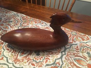 1984 Solid Wood Duck Decoy.  Red Breasted Merganser By Bill’s Bird Carvings.