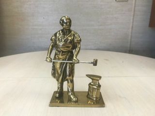 Ultra Rare Vintage Solid Brass Blacksmith Figurine Made In England
