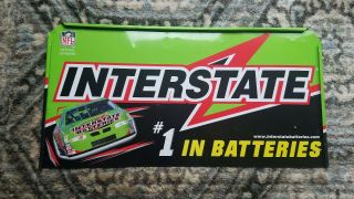 Vintage Interstate Batteries Nascar Racing Car Gas Oil 2 Sided 23 " Metal Sign