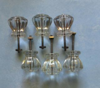 Vintage Glass Knobs Approximately 1 3/8” X 1 1/4” Cabinet Dresser Drawer Desk