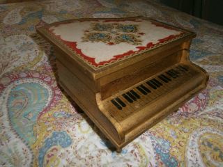 Vintage Italian Florentine Gold Gilt Baby Piano Jewelry Chest Box