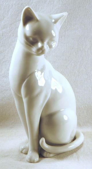 Vintage Otagiri Ceramic Cat Figurine 8 1/2 Tall Off - White Japan Mcm
