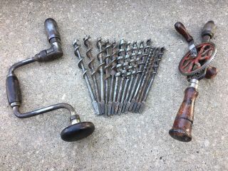 Old Antique Vintage Tools Bit Braces Auger Bits Hand Drills Millers Falls