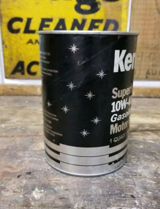Vintage Kendall 100 10W - 40 Motor Oil Can 1 Qt FULL Old Gas Station Neat 4