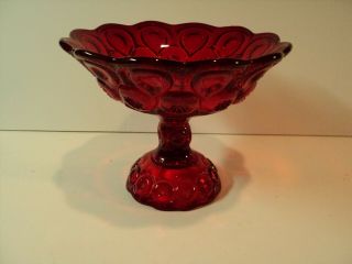 Vintage L.  E.  Smith Ruby Red,  Moon And Stars Footed Compote.
