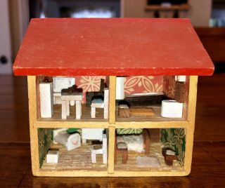 Rare Vintage Shackman Dollhouse Miniatures Handcrafted Tiny Diorama & Furniture