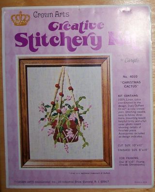 Vtg Crown Arts Creative Stitchery Kit 4010 Christmas Cactus Opened Package